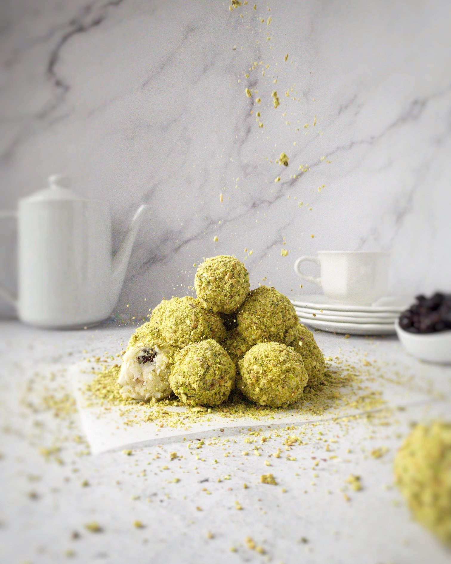 Coconut, Cranberry & Pistachio Truffles