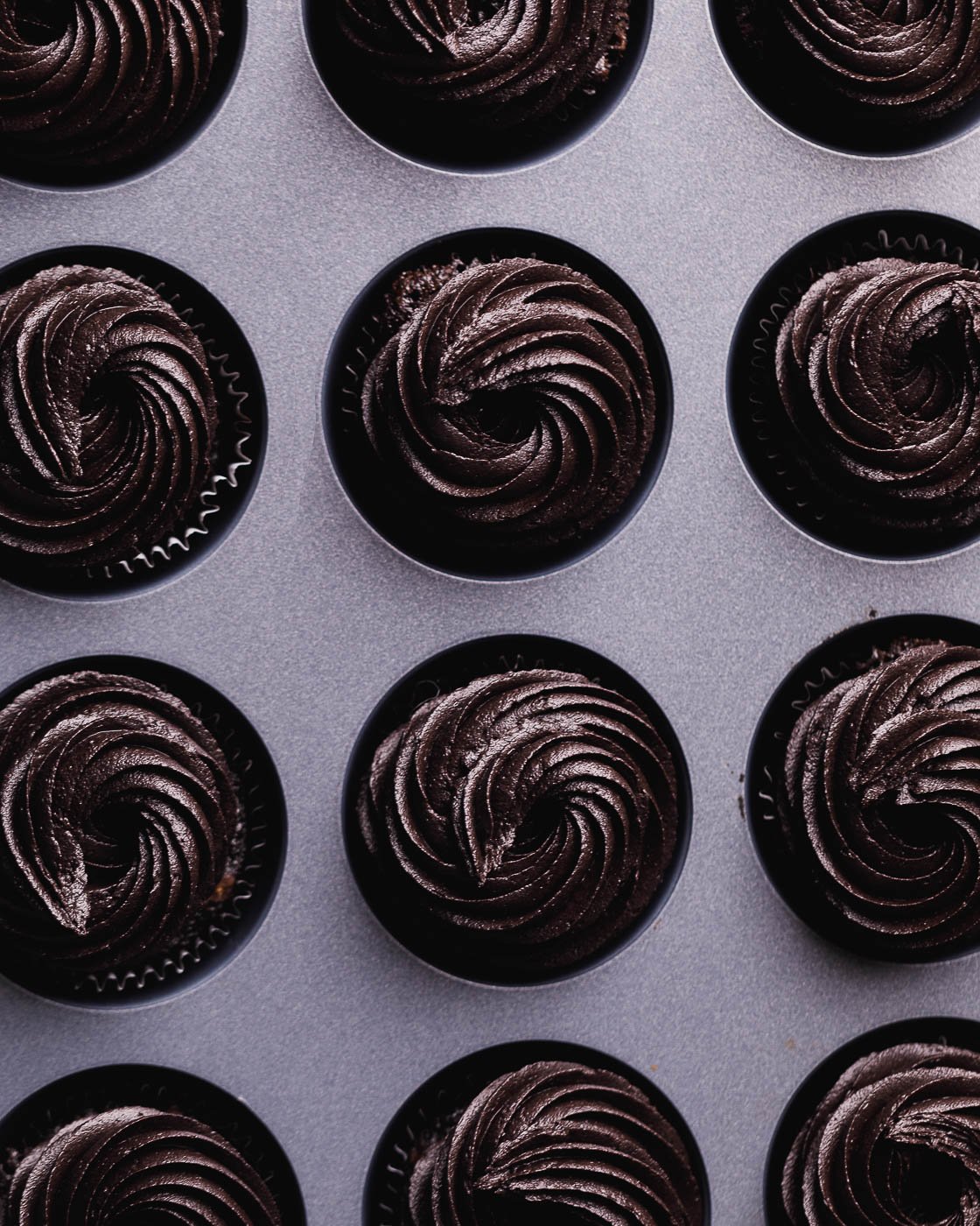 Black Velvet Cupcakes Recipe with Black frosting