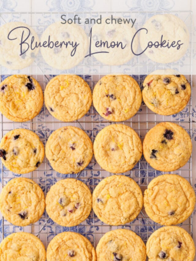 Soft and chewy blueberry lemon cookies