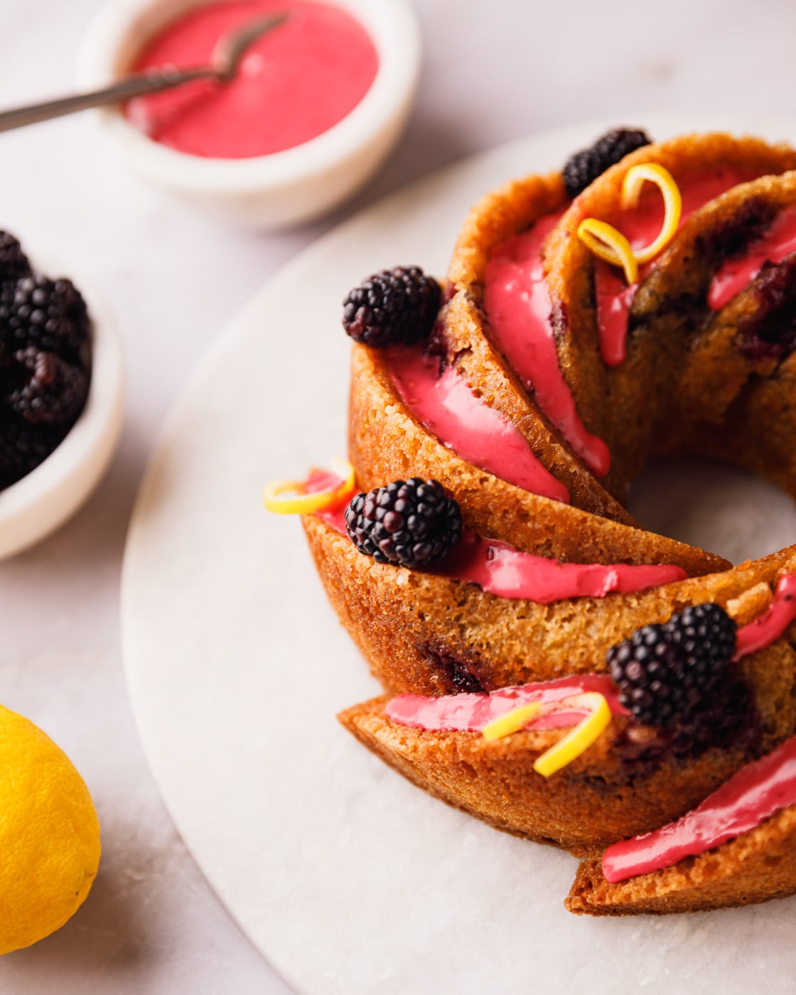 Lemon Blackberry Bundt Cake Recipe with Lemon Blackberry Glaze