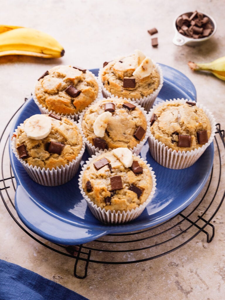 Simple Bakery-Style Banana Chocolate Chunk Muffins