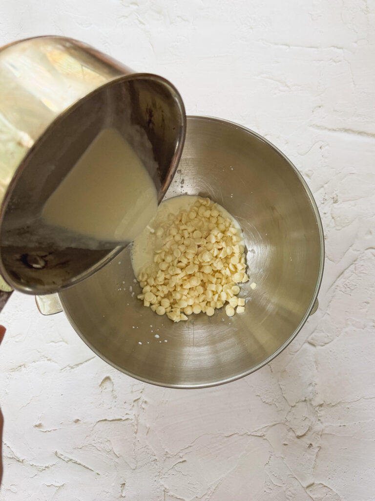 Making the white chocolate ganache