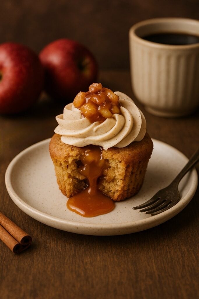 Soft and Fluffy Apple Pie Cupcakes with Cinnamon Frosting