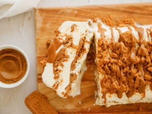 3-ingredient Easy Biscoff Ice Cream Cake recipe