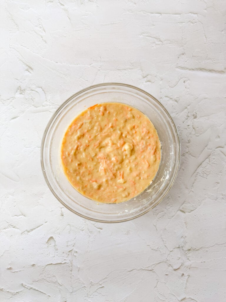 Ready batter of carrot banana muffins