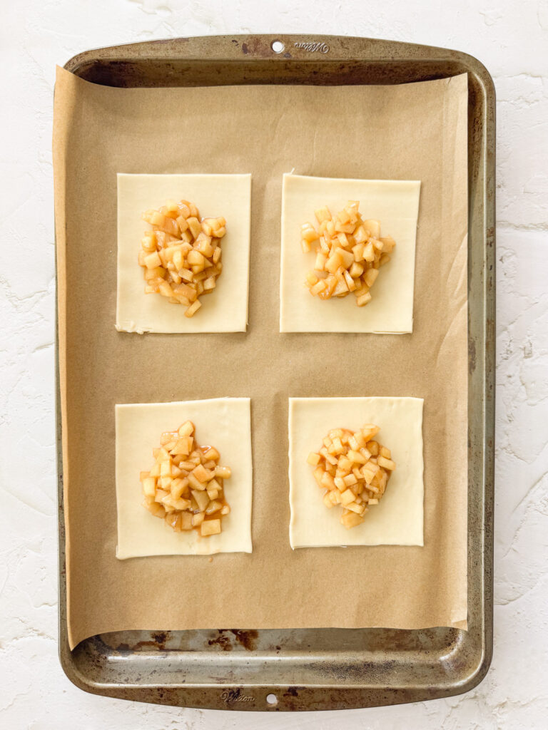 Filling added to pastry base