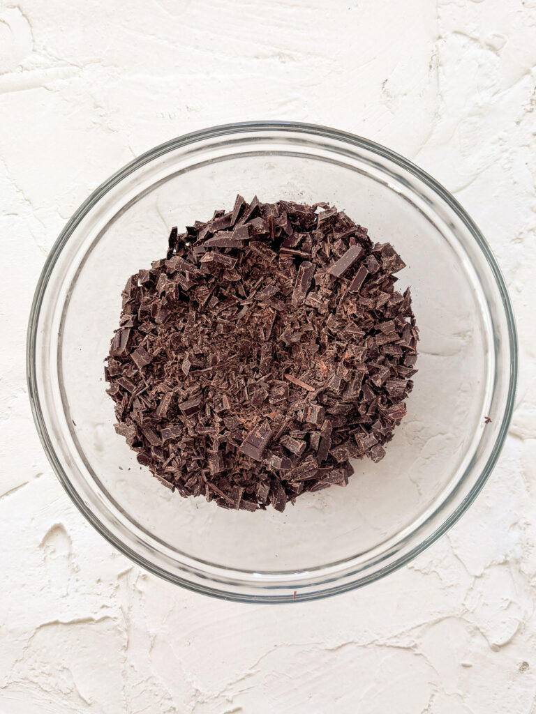 Chopped chocolate for ganache