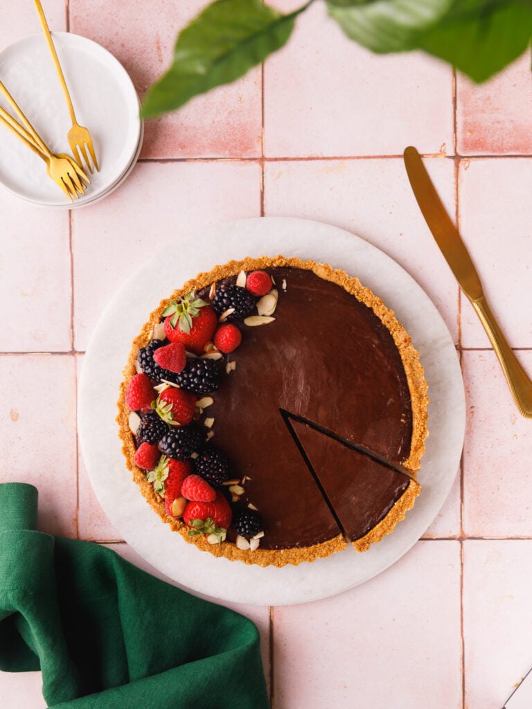 Decadent Dark Chocolate Ganache Tart Recipe with Berries