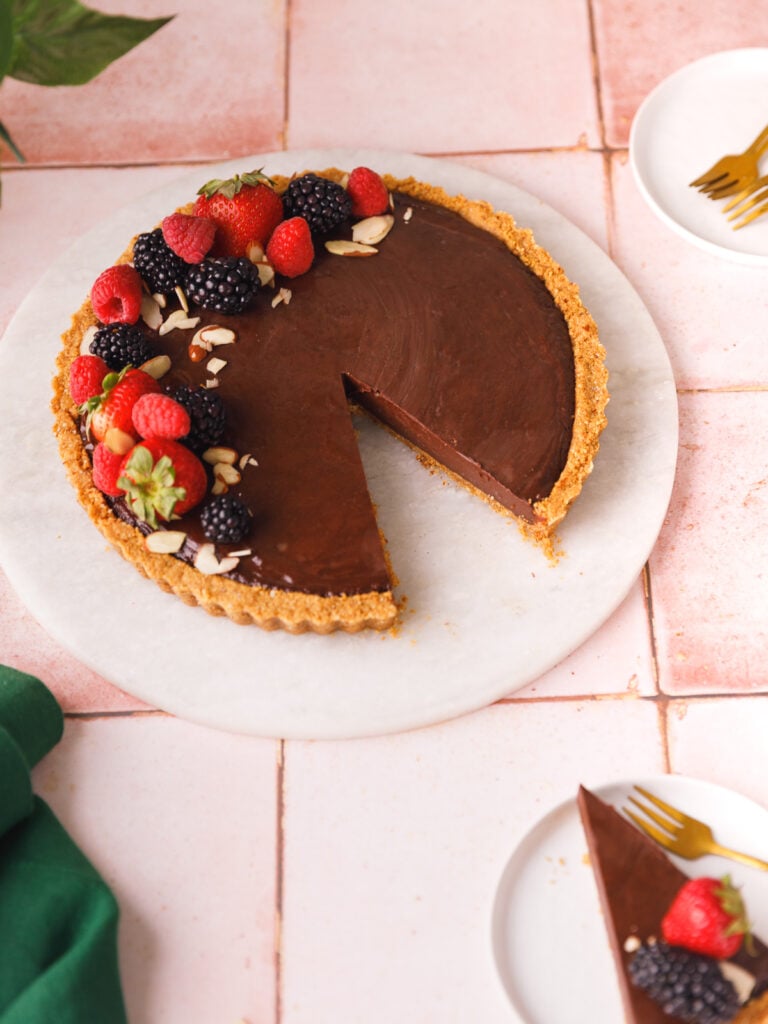 Decadent Dark Chocolate Ganache Tart Recipe with Berries
