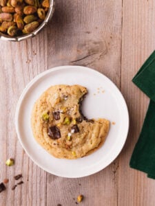 Chewy Dark Chocolate Chunk Pistachio Cookies