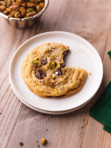 Chewy Dark Chocolate Chunk Pistachio Cookies